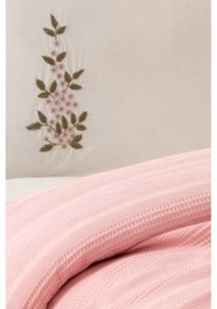 Resim Çift Kişilik 4 Parça Pike Takımı Çeyizlik, Pamuklu Pike Seti Legacy-pudra Pudra 