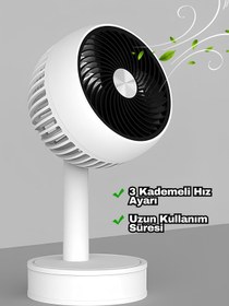 Resim Abbruch Üç Kademeli Şarjlı Mini Masaüstü Vantilatör Sessiz Soğutucu Fan Pervane 