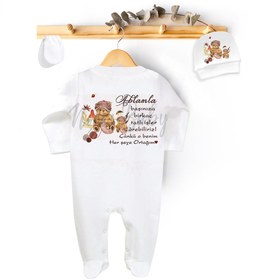 Resim Niles Baby design for baby Abla Yazılı Tulum Set Ablamla Başınıza Tatlı Işler Örebiliriz Yazılı 