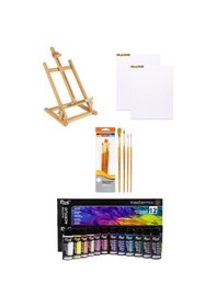 Resim Rich Master-mix Akrilik Set 12 Li 60 Cc 25x35 Tuval 2'li-daller Rowney Gold Taklon Short Fırça Seti 