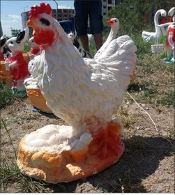 Resim M3 Yumurtalı Tavuk Iç Ve Dış Mekan 35Cm Ev Bahçe Köşe Masa Heykeli Antrasıt - Beyaz 