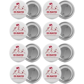 Resim 19 Mayıs Çanta Rozeti Seti 8 Adet En Büyük Boy 5.8Cm Iğneli Broş (541731262) 