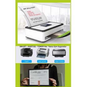 Resim Hsn Kartuşlu Mürekkepli Tüm Yazıcılara Uygun 100'LÜ Kalın Sertifika Vb Için 220 gr Kağıt 