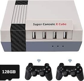 Resim Retro Video Oyun Konsolu, Süper Konsol X Küpü, Dahili 50+ Emülatör ve 33.000 Oyun, 4K TV HD/AV Çıkışı, Çift Kablosuz 2.4G Denetleyiciler, WiFi/LAN Desteği (128G) 