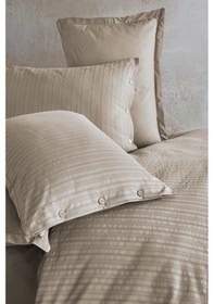 Resim %100 Pamuk Tek Kişilik Düğmeli Nevresim Seti Arsida V6 Bej 