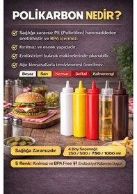 Resim Sosluk Sıkma Şişesi 250 Ml Bpa Free Yağ, Sos Şişesi Endüstriyel Kullanım Şeffaf 