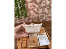 Resim Bahar Home Ahşap Tepsili Kahvaltılık Kare 6 Lı 