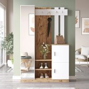 Resim Robin Home Liva Aynalı Vestiyer Portmanto Ayakkabılık Çam-Beyaz 