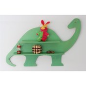 Resim WoodyLife Ahşap Çocuk Kitaplık Dinazor Eğitici Çocuk Raf Montessori Kitaplık 