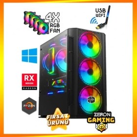 Resim Zeiron Ironhide X7 Ryzen 5 5500 32GB Ram 512GB M.2 SSD 8gb 256BIT RX580 Ekran Kartı Premium Oyuncu Masaüstü Bilgisayar 