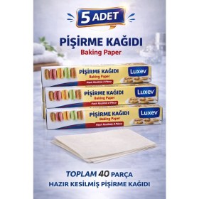 Resim Paxteks Luxev Pişirme Kağıdı Hazır Kesilmiş 8 Parça Yağlı Kağıt Fırın Kağıdı Baking Paper 5 Adet 