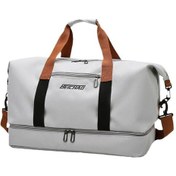 Resim Monyee Hafif Su Geçirmez Oksford Cloth Seyahat Çantası - Unisex, 3 Çekim Seçeneği, Islak-kuru Ayrımı, 46x28x25cm, 0.46kg, Gri Açık Gri 