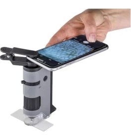 Resim Storemax MP-250 Microflip 100-250X LED Işıklı Cep Mikroskobu Akıllı Telefon Digiscoping Adaptör Klipsli, Gri 