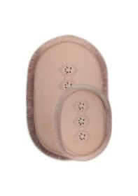 Resim Shems Oval Pudra 2'li Dantelli Ve Saçaklı Banyo Halısı Paspası Se Pudra 