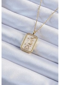 Resim 316l Çelik Zincir Altın Renk Zirkon Taşlı Çerçeveli Tarot Kolye Çok Renkli 