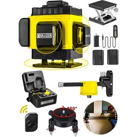 Resim Graizer Alman 128 Vf 12 Köşe Otomatik Hizalama Lazer Metre 360 Derece Yatay Dikey Çapraz Kumandalı Çantalı 