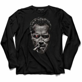 Resim Kendim Seçtim Termınator Arnold Schwarzenegger Portre Uzun Kollu Tişört Baskılı Çocuk T-shirt 