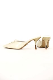 Resim QAFARRIN VIOLA VANILLE - Vanilya Hakiki Dana Deri Kitten Heel Mule - 38 
