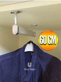 Resim Alüminyum 60 Cm Dolap Içi Oval Elbise Askı Borusu 2 Adet Tavan Askı Aparatı Vidaları Vida Diğer 