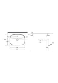 Resim Isvea Infinity Inset Batarya Delikli Lavabo 55CM Fil Dişi 