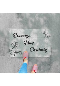 Resim Hoş Geldiniz Yazılır Coco Görünümlü Dekoratif Dış Kapı Önü Ve Iç Mekan Paspası Metalik 