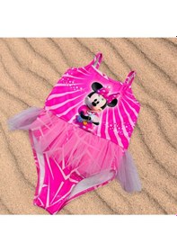 Resim Lolliboomkids Kız Çocuk Balerin Mickey Kalp Kolye Baskılı Mayo Uçuk Pembe Renk Tül Tütü Detaylı Son Sezon Pembe 