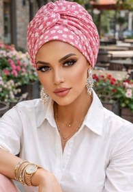 Resim Aişe tesettür Pudra Çiçek Desen Burgu Detaylı Bone 