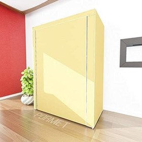 Resim Dzgn Home Çelik Metal Borulu Yorgan Hurcu Bez Dolap Bez Yüklük Portatif Saklama Dolabı Gardırop-Bej 