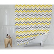 Resim Tropikhome Duş Perdesi Zigzag Desen Banyo Perdesi Su Geçirmez Polyester Kumaş Duş Perde 180x200cm C Halkalı 