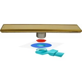 Resim Sukar Line 6 Gold Altın Izgaralı 60 cm Duş Kanalı ve Yalıtım Kiti 1153-0031099-01 