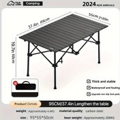 Resim Taşınabilir Paslanmaz Çelik Katlanır Masa Siyah Kaplama ile - Kamp ve Barbekü için Kompakt Tasarım, Taşınması Kolay, Dayanıklı Pedestal Tabanı, Piknik ve Tabela Toplantıları için Mükemmel, Piknik Masası 