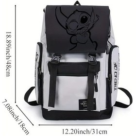 Resim Honeybeeshop Siyah Unisex Stitch Buyuk Kapasiteli Hafif Dayanikli Ayarlanabilir Askili Sirt Cantasi Siyah 