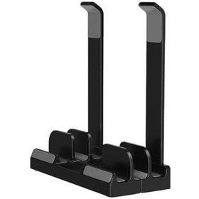 Resim Laptop Stand Dikey Ve Eğimli 3 Slotlu Ayarlanabilir Masaüstü Organizer Telefon Tablet Uyumlu Kaymaz Silikon Pedli Ergonomik Masa Düzenleyici Pvc Tpu Alaşım Siyah 