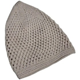 Resim El Örgü Motifli Namaz Takkesi Kaliteli Pamuklu Krem 