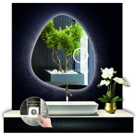 Resim GLOBAL LED MIRROR 70 Cm Çapında Dokunmatik Ledli Makyaj Aynalı Asimetrik Banyo Aynası Dekoratif Led Işıklı Dikey Ayna 