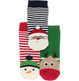 Resim Panço Unisex Çocuk Yeşil-Kırmızı 3'lü Çorap 
