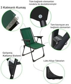 Resim Natura 3 Adet Kamp Sandalyesi Katlanır Piknik Sandalye Oval Bardaklıklı Yeşil Yeşil Tek Ebat 