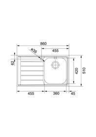 Resim Franke Neptün Nex 611 Sağ Damlalıklı Çelik Eviye 