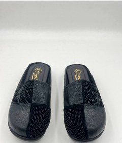 Resim İnttex Siyah Taşlı Ortopedik Sabo Kadın Terlik Kahverengi 