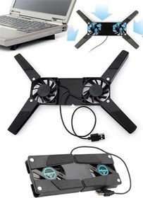 Resim Mobee Ultra Küçük Katlanabilir Dizüstü Bilgisayar Soğutucu, Şık Tasarım, 2 Fan, USB Bağlantılı, Siyah Plastik Ayaklar 