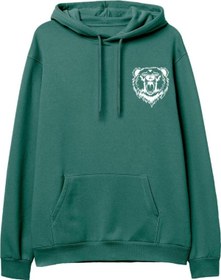 Resim Bear Baskılı Yeşil Hoodie 