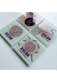 Resim Decorita Cam Bardak Altlığı Burçlar - Aslan Burcu 4'lü Takım Çok Renkli 