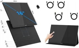 Resim Zeuslap P16KT 16'' 2560x1600 144Hz 2K ADS-IPS Panel Type-C 100% sRGB 500Cd/m² Dokunmatik, Taşınabilir Monitör (ZL-P16KT) 
