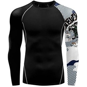 Resim Feelıncolor Erkekler İçin Kanat Grafik T-shirt Uzun Kollu Gym Fitness Tayt Çabuk Kuruyan Egzersizhaki Haki 