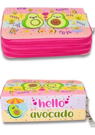 Resim Kalem Kutusu Avocado Kawaii Desen Orginazer Üç Bölmeli Vegan Deri 