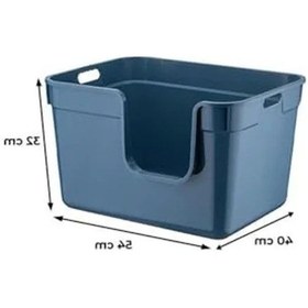 Resim Mavi 54x40x32 Yarı Açık Kedi Tuvaleti, Konforlu Ve Pratik Açık Ahşap 