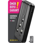 Resim Powerway 10.000 Mah Kablolu Dijital Göstergeli 10.000 Mah Garantili Dahili Stand TX109 Siyah Powerbank 