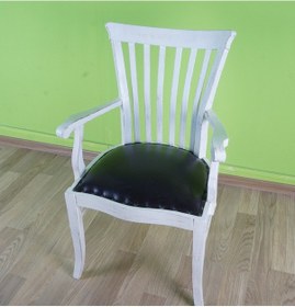 Resim Masifart_Mobilya Masifart Aden 7115 Şerif Kollu Sandalye Beyaz Patine Eskitme 