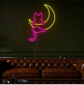 Resim Twins Led Kedi Ve Ay Figürlü Neon Tabela Çok Renkli Model:model:66933366 Çok Renkli 