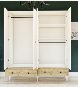 Resim Metalia Gm812 Delüx 4 Kapılı 2 Çekmeceli Düğme Kulplu Gardrop Dolap 